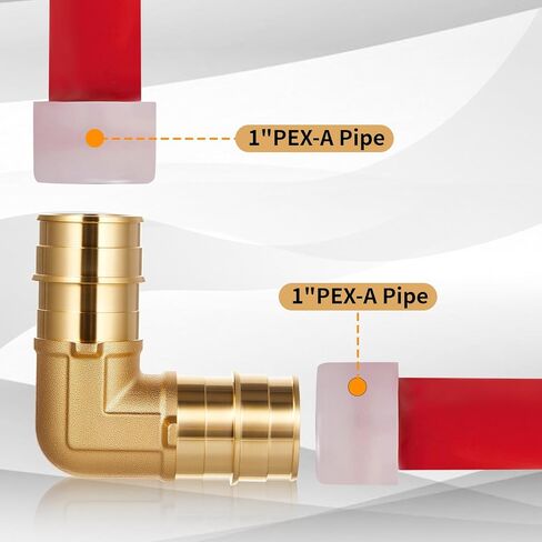 8 قطع 1 بوصة كاملة التدفق Pex A تركيبات توسيع بدون رصاص 1 × 1 بوصة 90 درجة تركيبات نحاسية للكوع Pex أداة تجعيد لتوصيل الأنابيب، ASTM F1960 in Kuwait