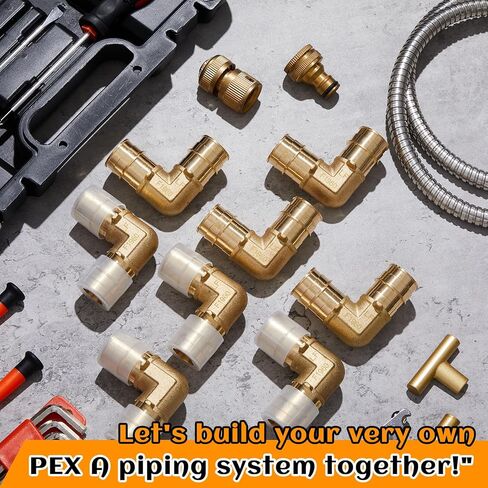 8 قطع 1 بوصة كاملة التدفق Pex A تركيبات توسيع بدون رصاص 1 × 1 بوصة 90 درجة تركيبات نحاسية للكوع Pex أداة تجعيد لتوصيل الأنابيب، ASTM F1960 in Kuwait