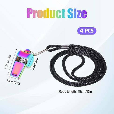 Skrfren Coach Whistle with Lanyard, 4 PCS Colorful Coach Whistle Stainless Steel Metal Teacher Whistles, Loud Crisp Sound Whistles for Teachers, Referees, Emergency and Official in Saudi Arabia