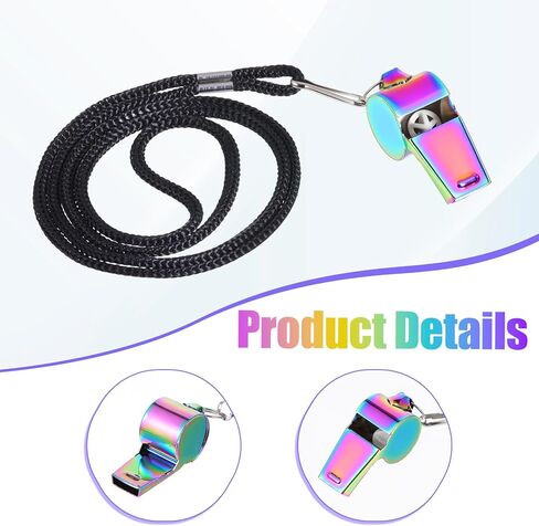 Skrfren Coach Whistle with Lanyard, 4 PCS Colorful Coach Whistle Stainless Steel Metal Teacher Whistles, Loud Crisp Sound Whistles for Teachers, Referees, Emergency and Official in Saudi Arabia