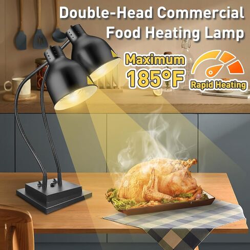 مصباح تسخين الطعام، مصباح تسخين الطعام التجاري، مصباح تسخين كهربائي محمول للطعام، ضوء مزدوج لتدفئة الطعام لتقديم الطعام، خدمة الطعام، بوفيه المطبخ مع لمبة إضافية in Kuwait