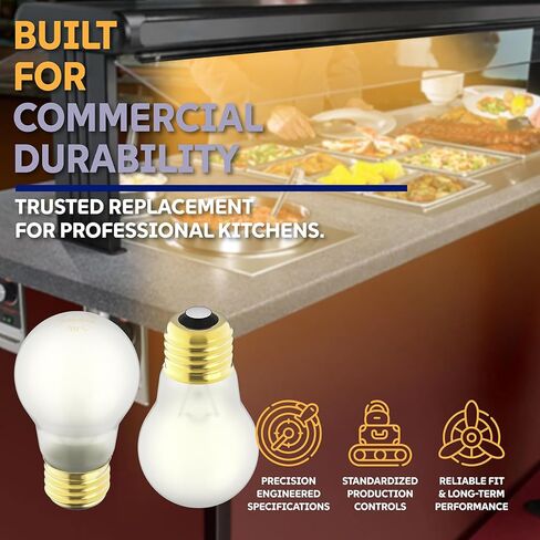 Food Warming Heat Lamp Bulbs Compatible with Hatco 02.30.265 Food Warmer, Hi-Temp Resistant Buffet Drawer Countertop Drop-in Warmers Light Heat Bulbs, 40W, E26 Base, 8 Pack in Kuwait