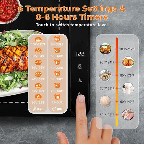 Warming Mat for Food, Portable Electric Warming Tray with 6 Tempmaster Adjustable, Silicone Heating Mat for Food, Food Warmer for Buffet Party Family Gathering Kitchen (Black) in Saudi Arabia