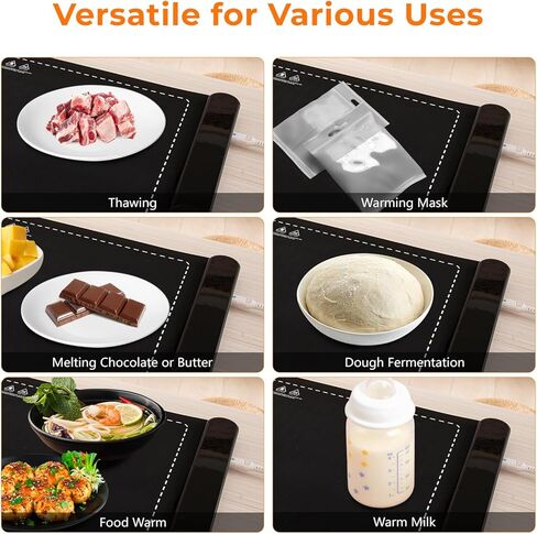 Warming Mat for Food, Portable Electric Warming Tray with 6 Tempmaster Adjustable, Silicone Heating Mat for Food, Food Warmer for Buffet Party Family Gathering Kitchen (Black) in Saudi Arabia
