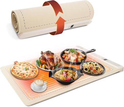Warming Mat for Food, Portable Electric Warming Tray with 6 Tempmaster Adjustable, Silicone Heating Mat for Food, Food Warmer for Buffet Party Family Gathering Kitchen (Black) in Saudi Arabia