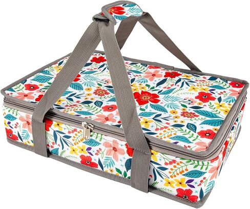 حامل طاجن من QEES لطبق الخبز مقاس 9 × 13، حقيبة لازانيا معزولة، حقيبة حرارية لتسخين الطعام مقاومة للتسرب من أجل وعاء الطعام والنزهة والسفر - طراز عتيق للمزرعة، هدايا للأم in Kuwait