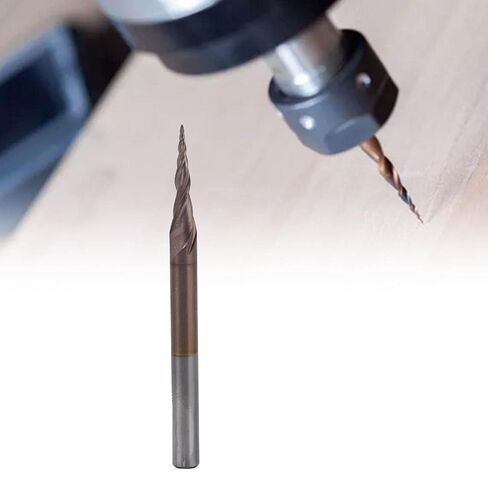 طواحين نهاية مخروطية من فولاذ التنغستن، إزالة ممتازة للرقائق، تشطيب سطحي عالي، مثالية للحرف الخشبية، النقش باستخدام الحاسب الآلي، الخشب الرقائقي، والخشب الصلب (R0.25 * 15 * D4 * 50) in Kuwait