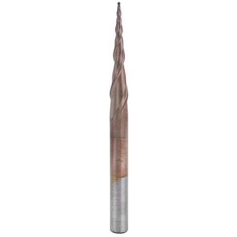 Tapered End Mills, Carbide Tip Router Bits for CNC, High Hardness Tungsten Steel with Bronzed Coating, Excellent Chip Removal Effect for 3D Engraving Plywood, Wood, and More (R0.5 * 30.5*D6*75) in Kuwait