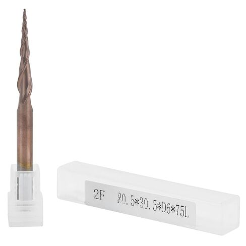 Tapered End Mills, Carbide Tip Router Bits for CNC, High Hardness Tungsten Steel with Bronzed Coating, Excellent Chip Removal Effect for 3D Engraving Plywood, Wood, and More (R0.5 * 30.5*D6*75) in Kuwait