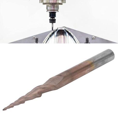 Tapered End Mills, Carbide Tip Router Bits for CNC, High Hardness Tungsten Steel with Bronzed Coating, Excellent Chip Removal Effect for 3D Engraving Plywood, Wood, and More (R0.5 * 30.5*D6*75) in Kuwait