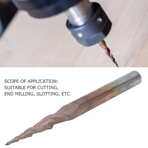 Tapered End Mills, Carbide Tip Router Bits for CNC, High Hardness Tungsten Steel with Bronzed Coating, Excellent Chip Removal Effect for 3D Engraving Plywood, Wood, and More (R0.5 * 30.5*D6*75) in Kuwait