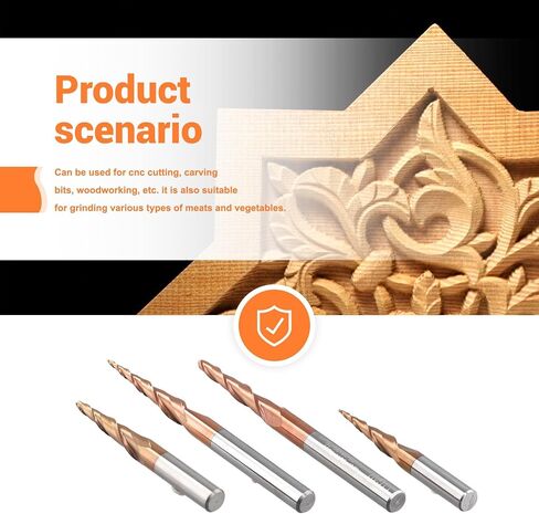 4PCS Carbide Spiral Tapered Ball Nose End Mill 6mm Shank Router Bit Woodworking CNC Carving Bits Wood Milling Cutter in Saudi Arabia