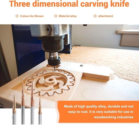 4PCS Carbide Spiral Tapered Ball Nose End Mill 6mm Shank Router Bit Woodworking CNC Carving Bits Wood Milling Cutter in Saudi Arabia