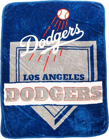 MLB Los Angeles Dodgers Royal Plush Raschel Throw, One Size, Multicolor in Saudi Arabia