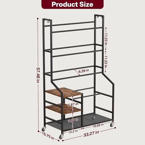 Portin 5 Tier Disc Golf Storage Rack، منظم محطة القرص مع السنانير والعجلات، رف قرص الجولف لتخزين ملحقات المعدات الرياضية، منظمات سلة حقيبة الجولف القرصية للطابق السفلي من المرآب المنزلي in Kuwait