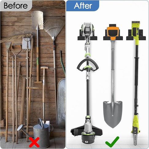 شماعة جدارية لتنظيم المرآب من دوكو هوم، حامل لأدوات تحطيم الأعشاب مثبت على الحائط، رف تشذيب منظم للسقيفة للعشب، المرآب، تخزين أدوات الحديقة، عبوتان in Kuwait