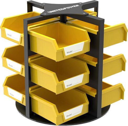 UNITEDPOWER Rotating Storage Bins, Tool Organizer, Hardware Crafts, Small Parts, Nuts and Bolts, Revolving 12 Bins Storage for Workshop, Shed, Garage, Home in Kuwait