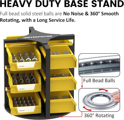 UNITEDPOWER Rotating Storage Bins, Tool Organizer, Hardware Crafts, Small Parts, Nuts and Bolts, Revolving 12 Bins Storage for Workshop, Shed, Garage, Home in Kuwait