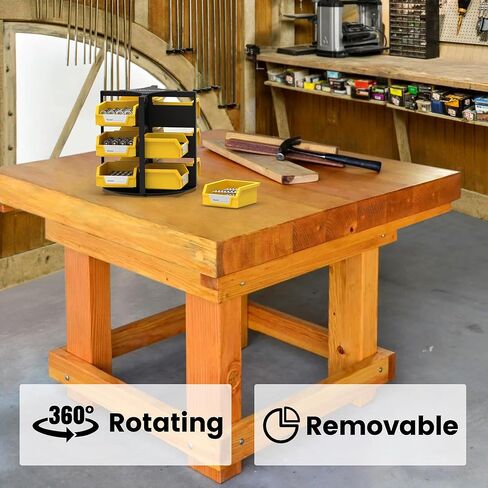 UNITEDPOWER Rotating Storage Bins, Tool Organizer, Hardware Crafts, Small Parts, Nuts and Bolts, Revolving 12 Bins Storage for Workshop, Shed, Garage, Home in Kuwait