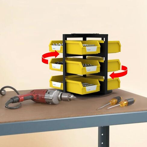 UNITEDPOWER Rotating Storage Bins, Tool Organizer, Hardware Crafts, Small Parts, Nuts and Bolts, Revolving 12 Bins Storage for Workshop, Shed, Garage, Home in Kuwait