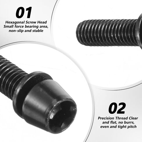 12 Pcs Steel M5x18mm Bolts with Washer, Allen Hex Tapered Screw for Bicycle Stem, Bicycle Stem Screws (Black) in Saudi Arabia