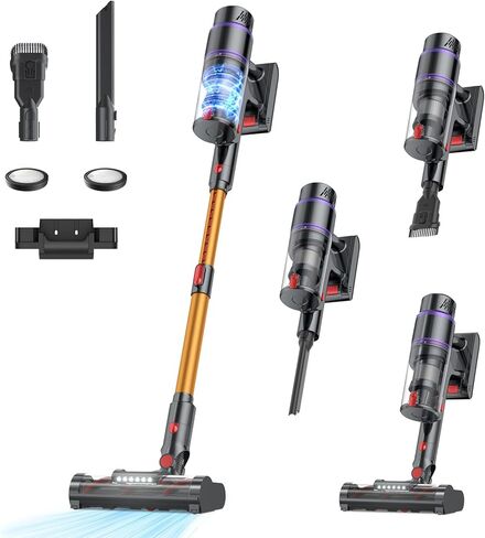 Cordless Vacuum Cleaner, 550W/50Kpa/70Mins Vacuum Cleaners for Home with Smart Auto Mode/LED Touch Display, Self-Standing Cordless Stick Vacuum Rechargeable, Vacuum Cleaner for Pet Hair/Carpet/Floors in Saudi Arabia