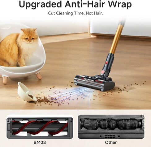 Cordless Vacuum Cleaner, 550W/50Kpa/70Mins Vacuum Cleaners for Home with Smart Auto Mode/LED Touch Display, Self-Standing Cordless Stick Vacuum Rechargeable, Vacuum Cleaner for Pet Hair/Carpet/Floors in Saudi Arabia