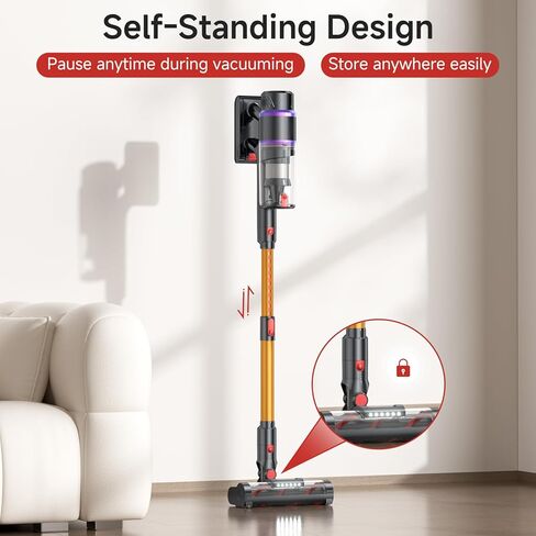 Cordless Vacuum Cleaner, 550W/50Kpa/70Mins Vacuum Cleaners for Home with Smart Auto Mode/LED Touch Display, Self-Standing Cordless Stick Vacuum Rechargeable, Vacuum Cleaner for Pet Hair/Carpet/Floors in Saudi Arabia