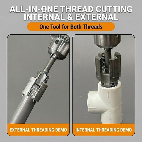 خيط أنابيب PVC، أداة خيوط الأنابيب الداخلية والخارجية، مجموعة قطع خيط 1/2 بوصة 3/4 بوصة 1 بوصة لأنابيب المياه البلاستيكية، أداة تعمل بالحفر in Kuwait