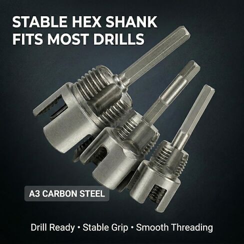 خيط أنابيب PVC، أداة خيوط الأنابيب الداخلية والخارجية، مجموعة قطع خيط 1/2 بوصة 3/4 بوصة 1 بوصة لأنابيب المياه البلاستيكية، أداة تعمل بالحفر in Kuwait