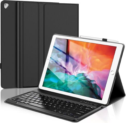 حالة لوحة المفاتيح لأجهزة iPad Pro 12.9 بوصة 2015 1st Gen / 2017 2nd Gen ، لوحة مفاتيح Bluetooth اللاسلكية القابلة للفصل المغناطيسية ، حالة غطاء الورقة الدقيقة مع حامل قلم رصاص ، نوم / استيقظ ، أسود ، أسود in Kuwait