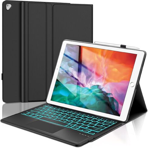 Keyboard Case for iPad Pro 12.9 inch 2015 1st Gen / 2017 2nd Gen, Magnetic Detachable Slim Wireless Bluetooth Keyboard, Precise Cutouts Folio Cover Case with Pencil Holder, Auto Sleep/Wake, Black in Saudi Arabia
