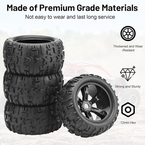 1/8 إطارات وعجلات شاحنة RC ، عجلات إطارات Car Daitoku 17mm على الطرق الوعرة RC مع مراكز كهربائية من أجل Traxxas Maxx E-Revo 2.0 3.3 Summit Revo 3.3 Arrma Kraton Outcast 4-6S (Red) in Kuwait