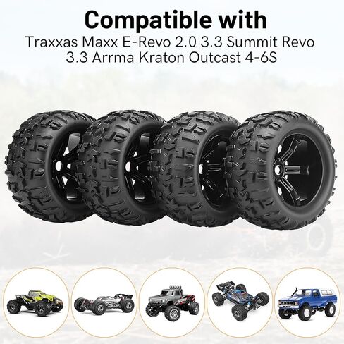 1/8 إطارات وعجلات شاحنة RC ، عجلات إطارات Car Daitoku 17mm على الطرق الوعرة RC مع مراكز كهربائية من أجل Traxxas Maxx E-Revo 2.0 3.3 Summit Revo 3.3 Arrma Kraton Outcast 4-6S (Red) in Kuwait