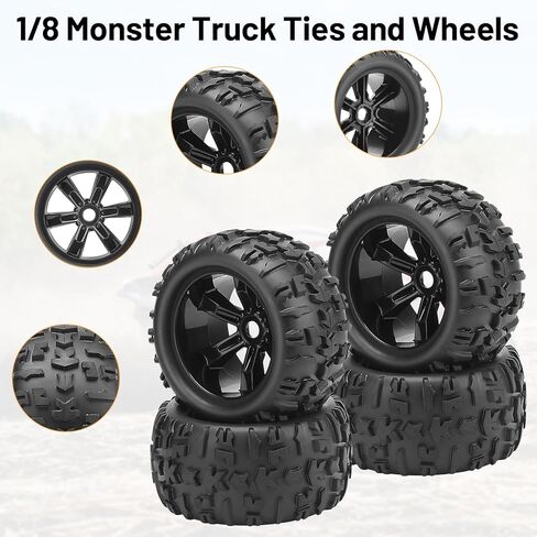 1/8 إطارات وعجلات شاحنة RC ، عجلات إطارات Car Daitoku 17mm على الطرق الوعرة RC مع مراكز كهربائية من أجل Traxxas Maxx E-Revo 2.0 3.3 Summit Revo 3.3 Arrma Kraton Outcast 4-6S (Red) in Kuwait