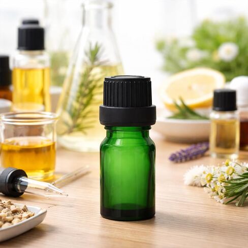 10Packs 10ml/0.33OZ Green Glass Essential Oil Bottles with Dropper Insert Refillable Small Oil Bottles Leakproof Empty Glass Bottles for Aromatherapy, Perfume, Serum, DIY Blends in Kuwait