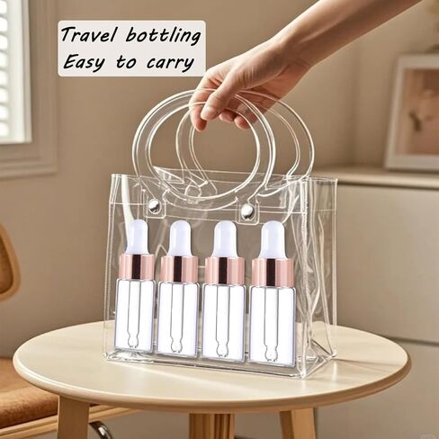 50 Pack 3ml Mini Clear Glass Essential Oil Dropper Bottle with Rose Gold Lid Sample Containers Perfume Liquid Vials for Traveling in Saudi Arabia