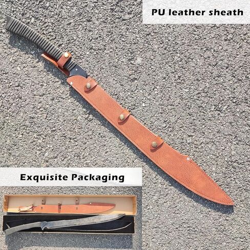 34.6 Inch Handmade Full Tang Manganese Steel Machete Sword with Sheath for Practice, Outdoor Use in Saudi Arabia