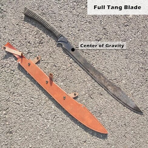 34.6 Inch Handmade Full Tang Manganese Steel Machete Sword with Sheath for Practice, Outdoor Use in Saudi Arabia