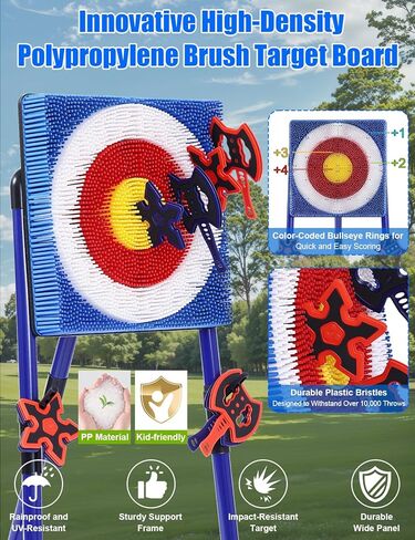 Stiatu Axe Throwing Game for Backyard,Portable Bristle Target Set with 4 Axes & 4 Darts,Axe Throwing Game Indoor Outdoor Game for Adults & Kids, Carnival Yard Games Family Party in Saudi Arabia