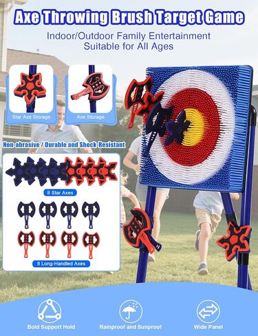 Stiatu Axe Throwing Game for Backyard,Portable Bristle Target Set with 4 Axes & 4 Darts,Axe Throwing Game Indoor Outdoor Game for Adults & Kids, Carnival Yard Games Family Party in Saudi Arabia