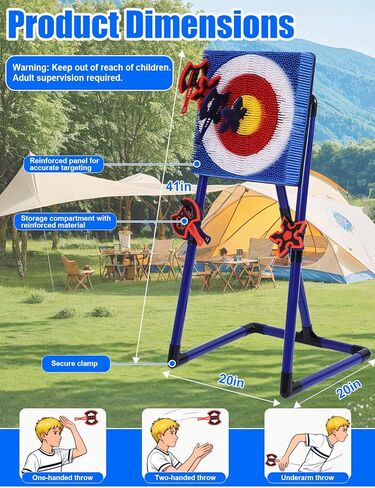 Stiatu Axe Throwing Game for Backyard,Portable Bristle Target Set with 4 Axes & 4 Darts,Axe Throwing Game Indoor Outdoor Game for Adults & Kids, Carnival Yard Games Family Party in Saudi Arabia