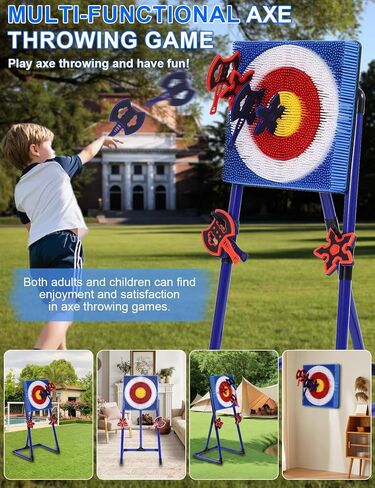 Stiatu Axe Throwing Game for Backyard,Portable Bristle Target Set with 4 Axes & 4 Darts,Axe Throwing Game Indoor Outdoor Game for Adults & Kids, Carnival Yard Games Family Party in Saudi Arabia