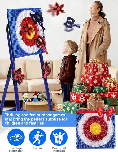 Stiatu Axe Throwing Game for Backyard,Portable Bristle Target Set with 4 Axes & 4 Darts,Axe Throwing Game Indoor Outdoor Game for Adults & Kids, Carnival Yard Games Family Party in Saudi Arabia
