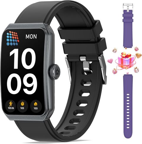 جهاز تتبع اللياقة البدنية نيمهينج للنساء والرجال - مقاوم للماء IP68، أكثر من 100 وضع رياضي، مراقب معدل ضربات القلب والنوم 24/7، عمر بطارية طويل للغاية، متوافق مع Android iOS، يتضمن حزام in Kuwait