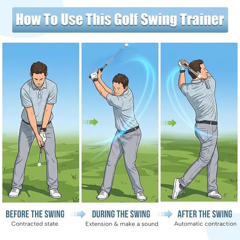 Montela Retractable Golf Swing Trainer, Right-Handed Training Aid with Grip Trainer and Arm Band for Swing Tempo & Chipping, Indoor Outdoor Practice for Beginners in Saudi Arabia
