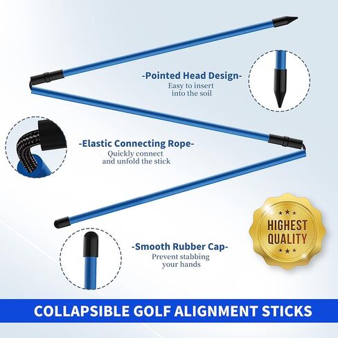 Seticek 4 عبوات من أعواد محاذاة الجولف، عصا محاذاة قابلة للطي مطورة مقاس 40 بوصة، تساعد على تحسين الوضع وتعزيز دقة الضرب in Kuwait