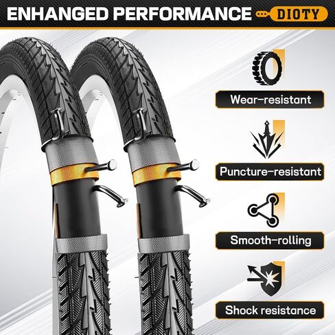 مجموعة إطارات دراجة مقاس 24 بوصة، إطارات دراجة قابلة للطي مقاس 24 × 1.75 بديلة لإطارات وأنابيب الدراجات المقاومة للاهتراء تتضمن زوجًا من رافعات الإطارات لركاب الطريق الهجين في المدينة MTB للطرق الوعرة in Kuwait