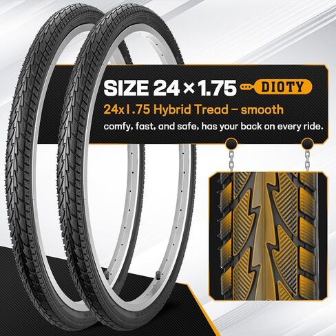مجموعة إطارات دراجة مقاس 24 بوصة، إطارات دراجة قابلة للطي مقاس 24 × 1.75 بديلة لإطارات وأنابيب الدراجات المقاومة للاهتراء تتضمن زوجًا من رافعات الإطارات لركاب الطريق الهجين في المدينة MTB للطرق الوعرة in Kuwait