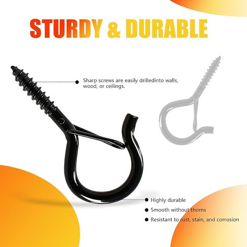 20 قطعة من خطافات التعليق Q مع مشبك أمان، خطافات لولبية مقاومة للرياح مقاس 2.2 بوصة، خطافات عين دوارة لتعليق أضواء الخيط الخارجية، أضواء فناء عيد الميلاد، النباتات، المزارعون، مناسبة للجدار والسقف in Kuwait